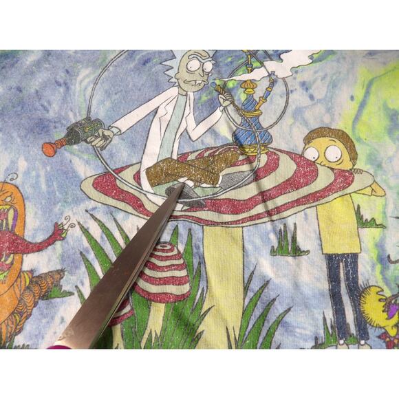 Rick & Morty Tee Shirt Adult Large Tie Dye Blue Graphic Ripple Junction - Picture 9 of 11